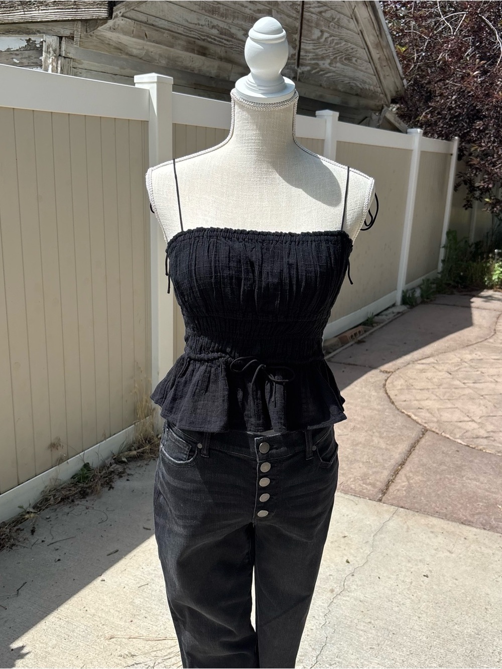 J. Crew Clio Top in Textured Gauze in Black, natural fibers 100% cotton!